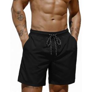 imageCOOFANDY Mens Swim Trunks 7 inch Bathing Suit with Mesh Liner Swim Shorts Board Short SwimsuitBlack