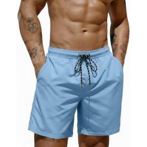 imageCOOFANDY Mens Swim Trunks 7 inch Bathing Suit with Mesh Liner Swim Shorts Board Short SwimsuitSky Blue