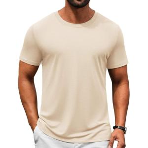 imageCOOFANDY Mens TShirts Short Sleeve Crew Neck T Shirts Casual Classic Basic Tee ShirtsBeige