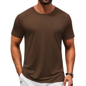 imageCOOFANDY Mens TShirts Short Sleeve Crew Neck T Shirts Casual Classic Basic Tee ShirtsBrown