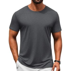 imageCOOFANDY Mens TShirts Short Sleeve Crew Neck T Shirts Casual Classic Basic Tee ShirtsDark Grey