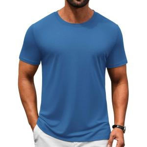 imageCOOFANDY Mens TShirts Short Sleeve Crew Neck T Shirts Casual Classic Basic Tee ShirtsDenim Blue