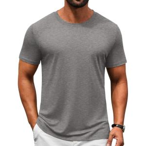imageCOOFANDY Mens TShirts Short Sleeve Crew Neck T Shirts Casual Classic Basic Tee ShirtsLight Grey