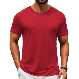 imageCOOFANDY Mens TShirts Short Sleeve Crew Neck T Shirts Casual Classic Basic Tee ShirtsRed