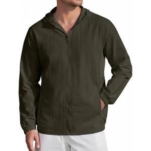 imageCOOFANDY Mens UPF 50 Sun Protection Hoodie Jacket Full Zip Light Long Sleeve Performance Fishing Shirts Hiking OutdoorArmy Green