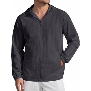 imageCOOFANDY Mens UPF 50 Sun Protection Hoodie Jacket Full Zip Light Long Sleeve Performance Fishing Shirts Hiking OutdoorDark Grey