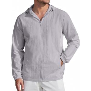 imageCOOFANDY Mens UPF 50 Sun Protection Hoodie Jacket Full Zip Light Long Sleeve Performance Fishing Shirts Hiking OutdoorLight Grey