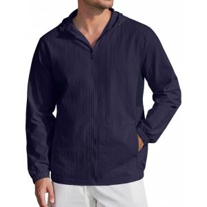imageCOOFANDY Mens UPF 50 Sun Protection Hoodie Jacket Full Zip Light Long Sleeve Performance Fishing Shirts Hiking OutdoorNavy