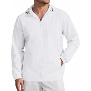 imageCOOFANDY Mens UPF 50 Sun Protection Hoodie Jacket Full Zip Light Long Sleeve Performance Fishing Shirts Hiking OutdoorWhite
