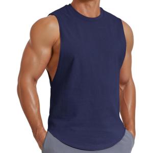imageCOOFANDY Mens Workout Tank Tops Cotton Cut Off Sleeveless Muscle Shirts Gym Athletic Running T ShirtNavy