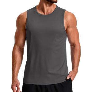 imageCOOFANDY Mens Workout Tank Tops Quick Dry UPF 50 Muscle Sleeveless Shirts Gym Athletic Running Summer Beach Swim ShirtDark Grey