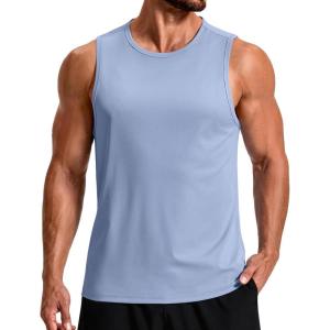 imageCOOFANDY Mens Workout Tank Tops Quick Dry UPF 50 Muscle Sleeveless Shirts Gym Athletic Running Summer Beach Swim ShirtLight Blue