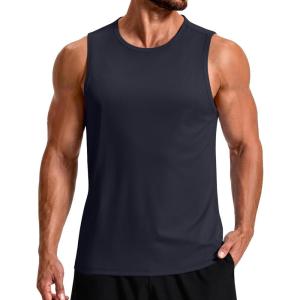 imageCOOFANDY Mens Workout Tank Tops Quick Dry UPF 50 Muscle Sleeveless Shirts Gym Athletic Running Summer Beach Swim ShirtNavy Blue