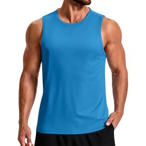 imageCOOFANDY Mens Workout Tank Tops Quick Dry UPF 50 Muscle Sleeveless Shirts Gym Athletic Running Summer Beach Swim ShirtRoyal Blue