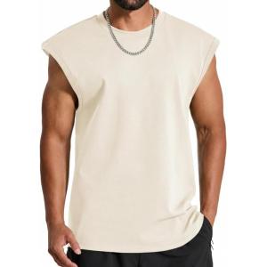 imageCOOFANDY Mens Workout Tank Tops Summer Sleeveless Tee Shirts Casual Stylish Gym Muscle Shirt Loose Fit for BasketballBeige