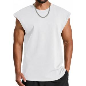 imageCOOFANDY Mens Workout Tank Tops Summer Sleeveless Tee Shirts Casual Stylish Gym Muscle Shirt Loose Fit for BasketballWhite
