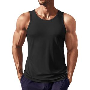 imageCOOFANDY Mens Workout Tank Tops UPF 50 Sleeveless Gym Muscle Shirts Cooling Quick Dry Bodybuilding Tanks for Swim Beach01 Black