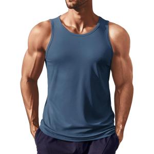 imageCOOFANDY Mens Workout Tank Tops UPF 50 Sleeveless Gym Muscle Shirts Cooling Quick Dry Bodybuilding Tanks for Swim Beach03 Navy Blue