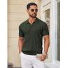 imageCOOFANDY Knit Polo Shirts for Men Short Sleeve V Neck Polo Lightweight Summer Casual Textured Polo ShirtsDark Green