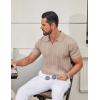 imageCOOFANDY Knit Polo Shirts for Men Short Sleeve V Neck Polo Lightweight Summer Casual Textured Polo ShirtsKhaki