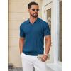 imageCOOFANDY Knit Polo Shirts for Men Short Sleeve V Neck Polo Lightweight Summer Casual Textured Polo ShirtsLake Blue
