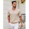 imageCOOFANDY Knit Polo Shirts for Men Short Sleeve V Neck Polo Lightweight Summer Casual Textured Polo ShirtsLight Scarlet