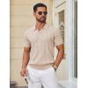 imageCOOFANDY Knit Polo Shirts for Men Short Sleeve V Neck Polo Lightweight Summer Casual Textured Polo ShirtsLight Scarlet