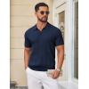 imageCOOFANDY Knit Polo Shirts for Men Short Sleeve V Neck Polo Lightweight Summer Casual Textured Polo ShirtsNavy