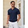 imageCOOFANDY Knit Polo Shirts for Men Short Sleeve V Neck Polo Lightweight Summer Casual Textured Polo ShirtsNavy