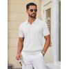 imageCOOFANDY Knit Polo Shirts for Men Short Sleeve V Neck Polo Lightweight Summer Casual Textured Polo ShirtsWhite