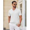 imageCOOFANDY Knit Polo Shirts for Men Short Sleeve V Neck Polo Lightweight Summer Casual Textured Polo ShirtsWhite