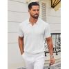 imageCOOFANDY Knit Polo Shirts for Men Short Sleeve V Neck Polo Lightweight Summer Casual Textured Polo ShirtsWhite