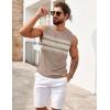 imageCOOFANDY Mens Casual Knitted Tank Tops Crew Neck Sleeveless Muscle T Shirts Summer Beach TopsKhakiIvory
