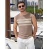imageCOOFANDY Mens Casual Knitted Tank Tops Crew Neck Sleeveless Muscle T Shirts Summer Beach TopsKhakiIvory