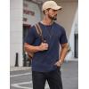 imageCOOFANDY Mens Cotton TShirts Short Sleeve T Shirt Crew Neck Tees Casual Wash Basic Tee ShirtsMidnight Blue