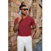 imageCOOFANDY Mens Henley Shirts Short Sleeve Casual Summer Basic Tee Solid Button TShirts Wine Red