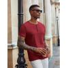 imageCOOFANDY Mens Henley Shirts Short Sleeve Casual Summer Basic Tee Solid Button TShirts Wine Red