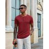 imageCOOFANDY Mens Henley Shirts Short Sleeve Casual Summer Basic Tee Solid Button TShirts Wine Red