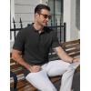 imageCOOFANDY Mens Knit Polo Shirts Short Sleeve Casual Textured Polo Shirt Summer Vintage Collared Golf TShir01black