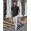 imageCOOFANDY Mens Knit Polo Shirts Short Sleeve Casual Textured Polo Shirt Summer Vintage Collared Golf TShir01black