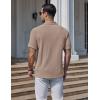 imageCOOFANDY Mens Knit Polo Shirts Short Sleeve Casual Textured Polo Shirt Summer Vintage Collared Golf TShirKhaki