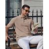 imageCOOFANDY Mens Knit Polo Shirts Short Sleeve Casual Textured Polo Shirt Summer Vintage Collared Golf TShirKhaki
