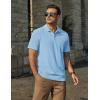 imageCOOFANDY Mens Knit Polo Shirts Short Sleeve Casual Textured Polo Shirt Summer Vintage Collared Golf TShirLight Blue