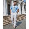 imageCOOFANDY Mens Knit Polo Shirts Short Sleeve Casual Textured Polo Shirt Summer Vintage Collared Golf TShirLight Blue