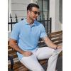 imageCOOFANDY Mens Knit Polo Shirts Short Sleeve Casual Textured Polo Shirt Summer Vintage Collared Golf TShirLight Blue