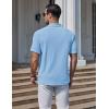 imageCOOFANDY Mens Knit Polo Shirts Short Sleeve Casual Textured Polo Shirt Summer Vintage Collared Golf TShirLight Blue