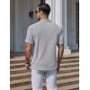 imageCOOFANDY Mens Knit Polo Shirts Short Sleeve Casual Textured Polo Shirt Summer Vintage Collared Golf TShirLight Grey