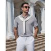 imageCOOFANDY Mens Knit Polo Shirts Short Sleeve Casual Textured Polo Shirt Summer Vintage Collared Golf TShirLight Grey