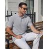 imageCOOFANDY Mens Knit Polo Shirts Short Sleeve Casual Textured Polo Shirt Summer Vintage Collared Golf TShirLight Grey