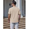 imageCOOFANDY Mens Knit Polo Shirts Short Sleeve Casual Textured Polo Shirt Summer Vintage Collared Golf TShirLight Khaki
